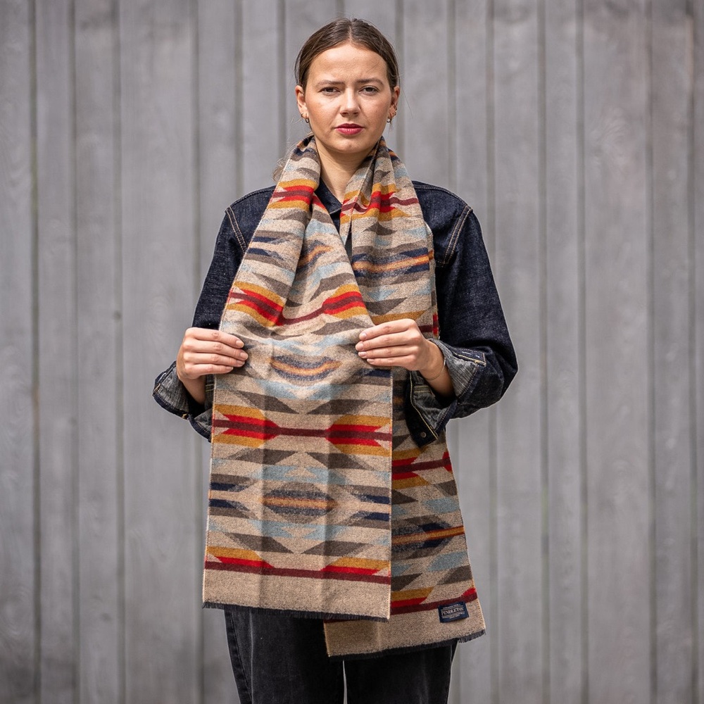 NEW NWT Pendleton Jacquard Blanket Wyeth Trail Wool Southwest Scarf 76” x 12” - Picture 4 of 8